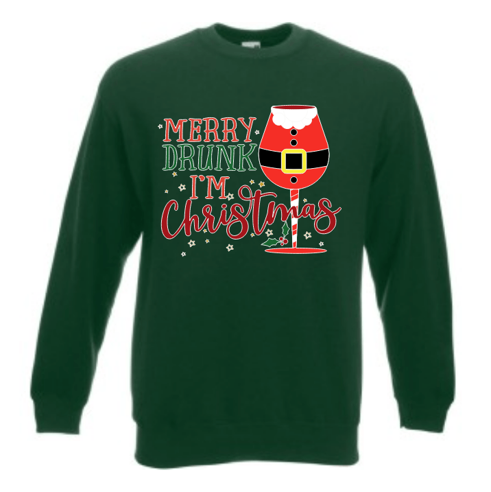 Naslovna 3 Božićni džemper Merry Drunk I’m Christmas zeleni